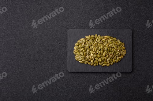 Preview: Shelled pumpkin seed kernels, salted, roasted, or raw, are a healthy ingredient. Pumpkin seeds