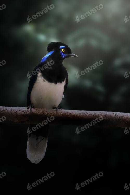 Preview: Plush-crested Jay bird (Cyanocorax chrysops)