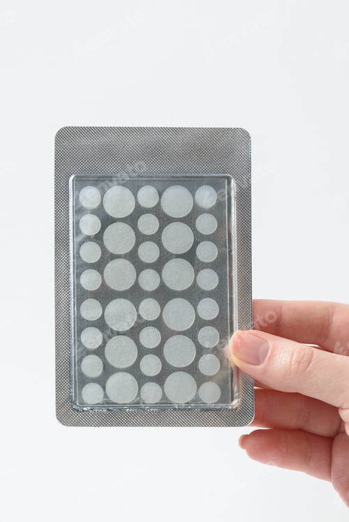 Preview: Facial rejuvenation patches for acne and wrinkles on white background