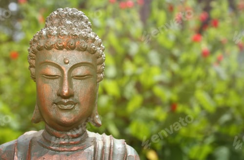 Preview: Buddha Statue in Outdoor Garden With Blurred Background