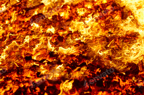 Preview: Fire. Volcano incandescent material. Hot charcoal bonfire. Carbon emissions combustion