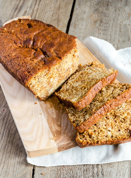 Preview: Loaf of banana bread with apple confiture