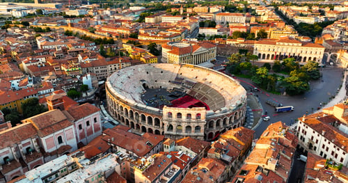 Preview: Aerial view of Verona Arena, Roman amphitheater in historic city center, Italy