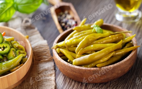 Preview: spicy pickled green jalapeno peppers
