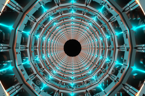 Preview: 3D Illustration. Futuristic sci-fi tunnel corridor