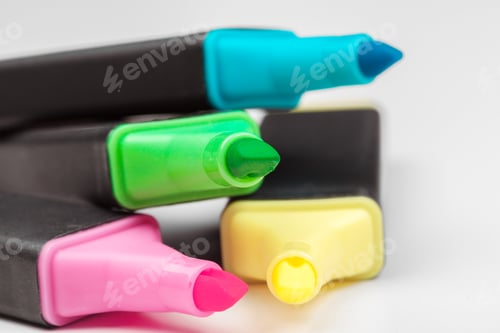 Preview: Colored markers isolated on white background