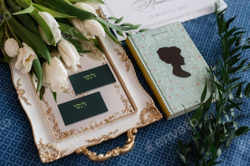 Preview: elegant wedding bouquet of fresh natural flowers and greenery