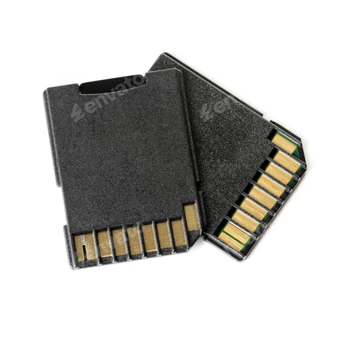 Preview: Two SD memory cards isolated on white, top view