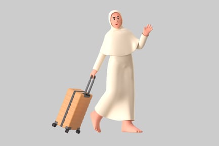 Preview: Traveler in Hijab with Suitcase