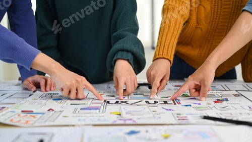 Preview: Creative people planning application process development prototype wireframe.