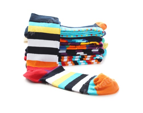 Preview: Many new colorful socks on white background