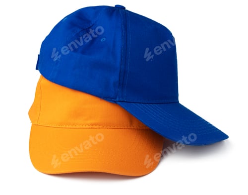 Preview: Stack of baseball caps isolated on white background
