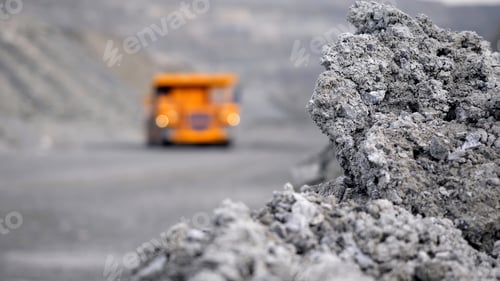 Preview: Truck driving career on road. Dump truck carries ore mined in open pit. Heavy large transport in