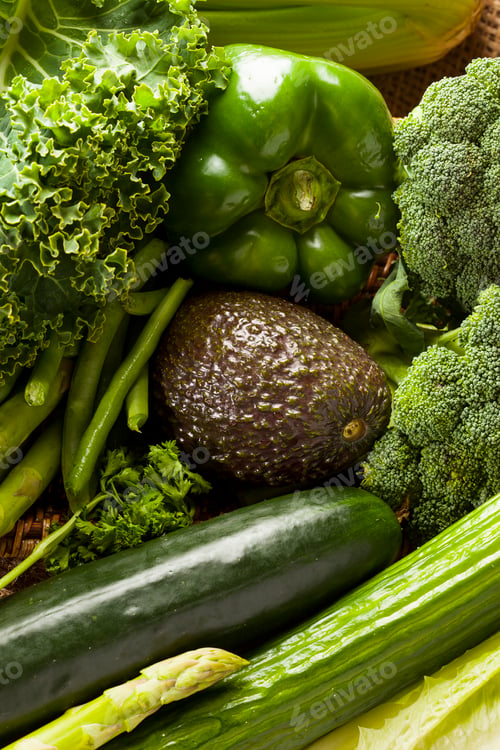 Preview: Group of Fresh Organic Assorted Green Vegetables