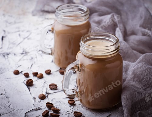 Preview: Coffee with milk in jar