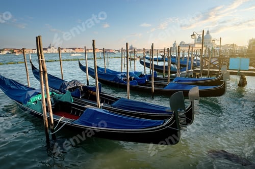Preview: Venetian gondolas at sunset