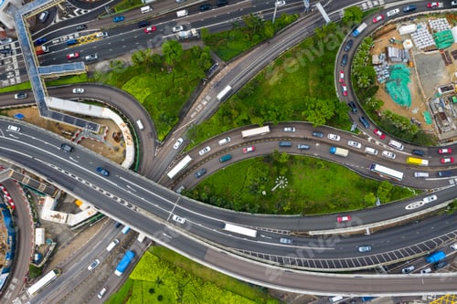 Preview: Causeway Bay, Hong Kong 07 May 2019: Top down view of traffic road in Hong Kong city