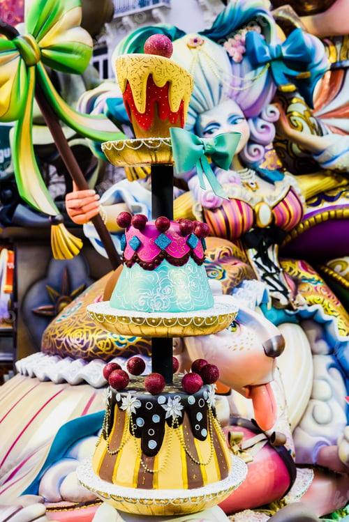 Preview: Ornate representative handmade puppets during the traditional Fallas festivities in Valencia, Spain.