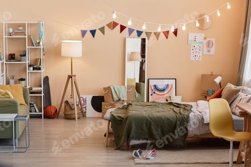 Preview: Background image of teens bedroom with colorful decorations