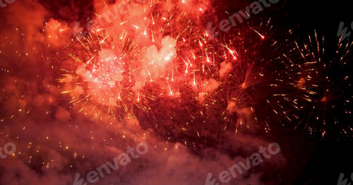 Preview: Colorful firework in night time to celebrate national holiday. countdown new year party background