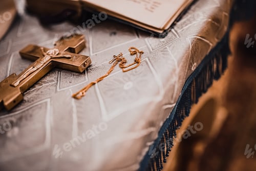 Preview: The sacrament of the baptism of a small European child in the church