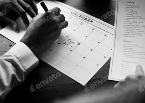 Preview: Wedding Planner Checklist Information Preparation Marked on Cale