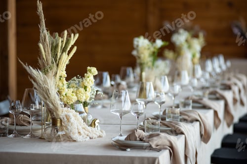 Preview: Served table. hall for banquets and weddings