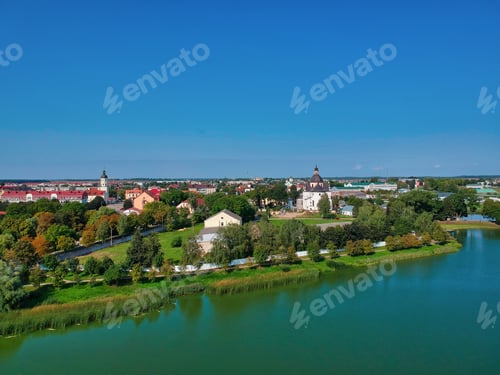 Preview: Aerial view of a beautiful cityscape by the sea in Belarus