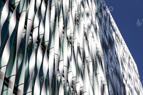Preview: LONDON - MAY, 2017: Close up of twisted metal modern architectural design detail