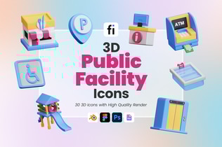 Preview: 3D Public Facility Space Icon Set