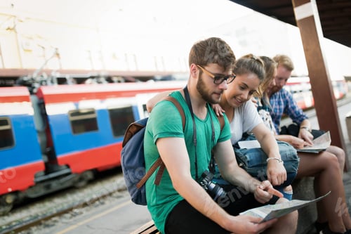 Preview: Group of friends traveling by train