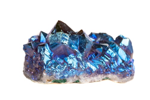 Preview: Macro mineral stone Titanium Quartz, Flame Aura Quartz on a white background