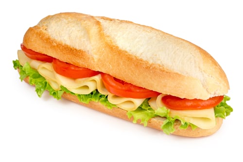 Preview: roll filled with cheese, tomato and lettuce