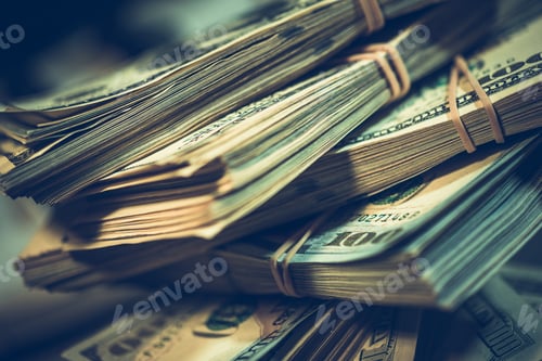 Preview: One Hundred US Dollar Bundles Closeup