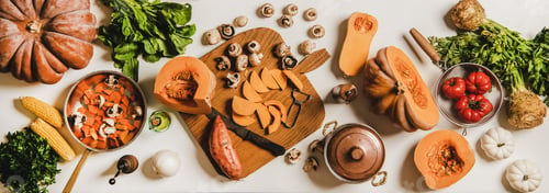 Preview: Fall and winter seasonal nutritious vegan cooking products layout