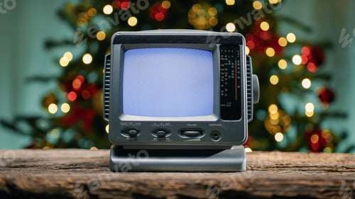 Preview: Old static tv with Christmas background