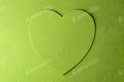 Preview: Layered green heart cutout in fine matcha texture creates a calm backdrop with subtle depth