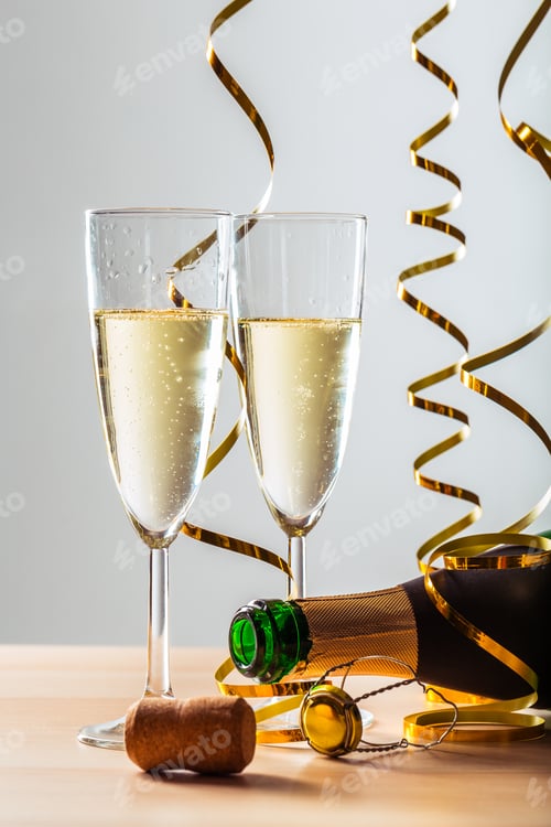 Preview: New years eve celebration background with champagne