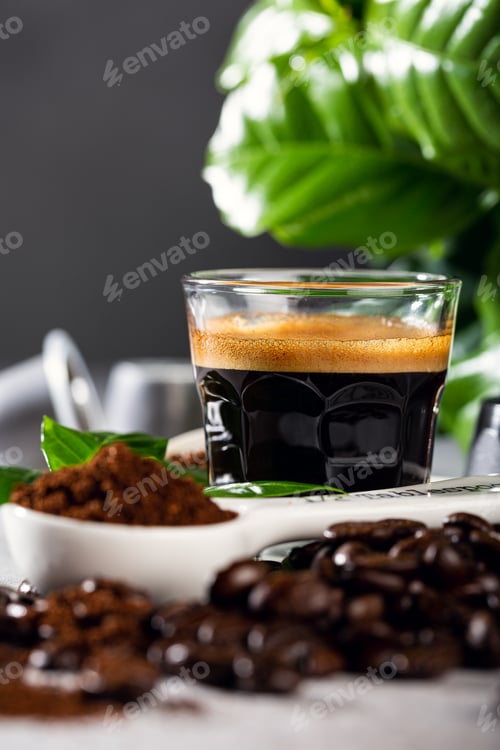 Preview: Coffee in glass cup