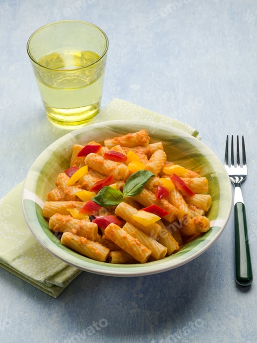 Preview: pasta with with tuna pepper and tomatoes sauce