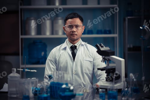 Preview: Portrait of a scientist in a chemical laboratory