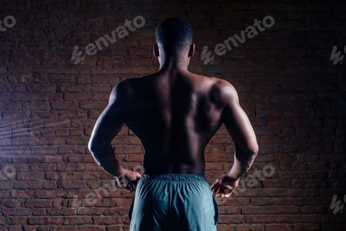 Preview: Perfect body afro americam man at gym