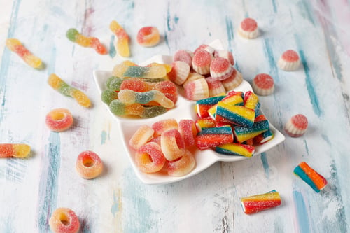 Preview: Colorful candies, jelly and marmalade,unhealthy sweets.