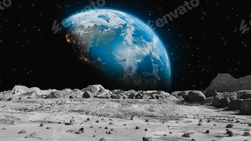 Preview: Moon surface and a big planet background