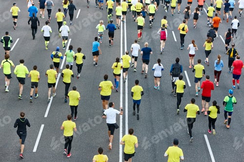 Preview: Marathon runners on the street. Healthy lifestyle. Athletes