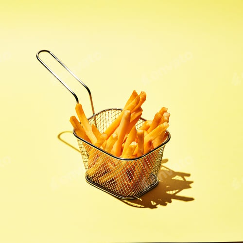 Preview: French fries in metal wire basket