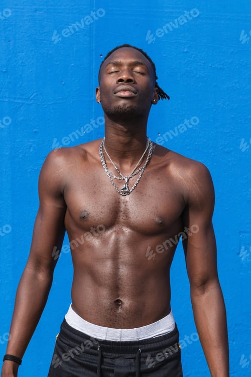 Preview: Muscular black man with naked torso