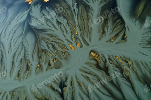 Preview: Abstract natural colorful patterns of acid mine drainage in decanting lake aerial view
