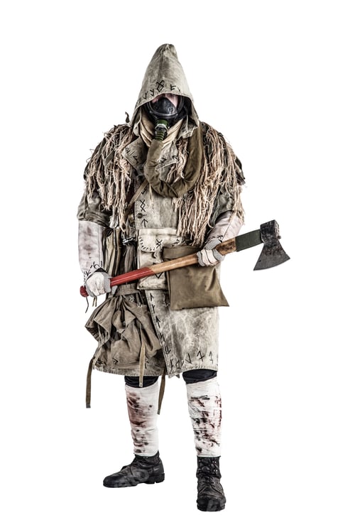 Preview: Survived after nuclear disaster human in gas mask