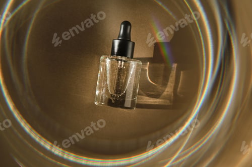 Preview: Natural facial oil with beautiful highlights on a beige background.